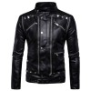 Men Gothic Black Leather Jacket Motorcycle Multi-Zip Biker Jacket